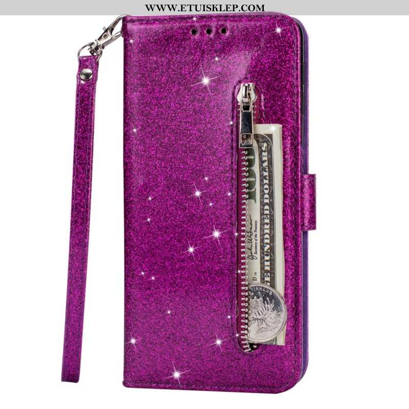 Etui Folio do Samsung Galaxy S22 5G Błyszcząca Torebka Na Monety